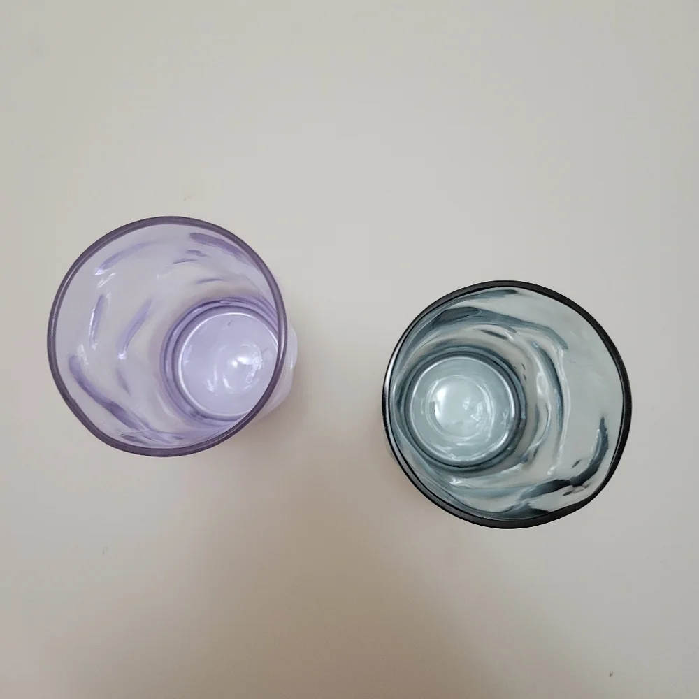 Anthropologie Set of Two Textured‎ Glass Tumblers EUC Home Decor